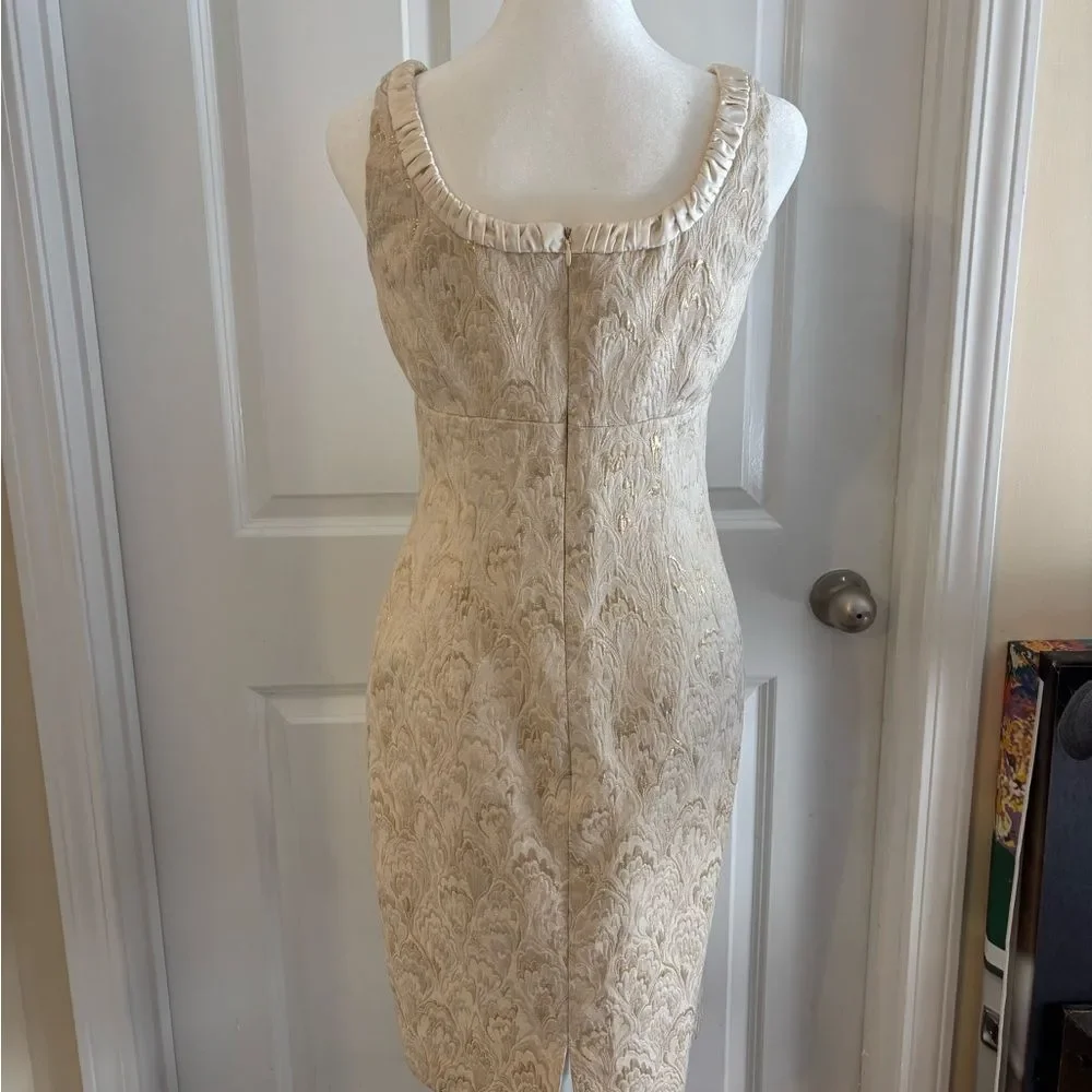 Arthur S Levine Tahari 2 Piece Gold Brocade Dress Suit Sz 2 Y2K Formal Elegant - Picture 10 of 12